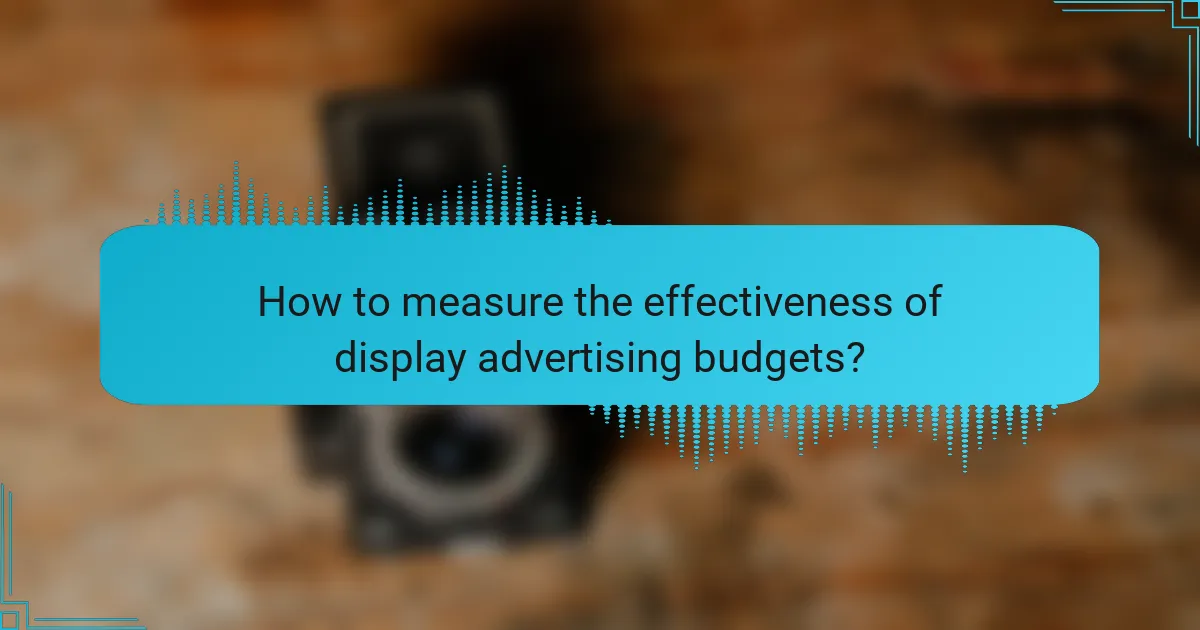 How to measure the effectiveness of display advertising budgets?