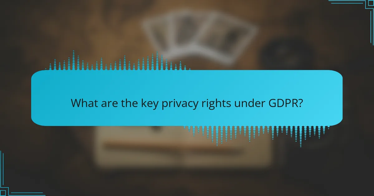 What are the key privacy rights under GDPR?